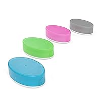 EZY DOSE Daily Oval Pill Case, Easy to Use Design, Perfect for Travel and Daily Usage for Everyday Needs, 3 Compartments, 4-Pack, BPA Free, Blue, Green, Pink and Grey