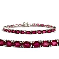 25Cts Natural Ruby Tennis Bracelet 925 Sterling Silver July Birthstone Ruby Jewelry Birthday Gift For Her