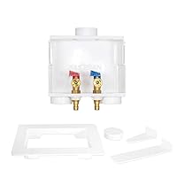 Eastman 1/2 Inch Expansion PEX Connection x 3/4 Inch MHT Washing Machine Outlet Box, Push to Connect Brass Plumbing Fittings, Double Drain, 60261