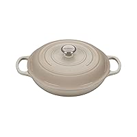Le Creuset 5 Qt. Signature Braiser w/ Additional Engraved Personalized Stainless Steel Knob - Meringue
