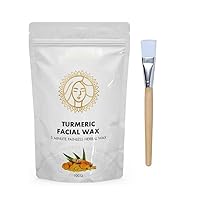 HER Turmeric HAIR REMOVAL Facial Powder Wax - TURMERIC FACIAL WAX - 5 MIN PAINLESS HERBAL POWDER Wax Wax (100 g) WITH 1 APPLICATOR BRUSH