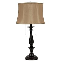 allen + roth 28H Bronze Oil-Rubbed Table Lamp with Silken Toast Shade T-3589