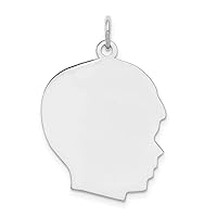 Solid 925 Sterling Silver Boy Disc Polish on Front Back Customize Personalize Engravable Charm Pendant Jewelry Gifts For Women or Men (Length 1.21