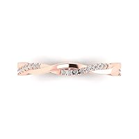 0.32 ct Brilliant Round Cut Wedding Bridal Engagement Clear Simulated Diamond Solid 18K Rose Gold Designer Stackable Band