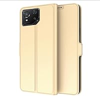 Compatible for Asus Zenfone 7/7 Pro/ZS671KS/ZS670KS Wallet Card case PU Leather Protective Cover Anti-Scratch Shockproof Protective Slim Fit Magnetic Suction Buckle Cover (Gold)