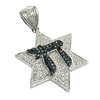 1.20 CT Round Cut Blue and White Diamond Men's Star Charm Pendant Real 925 Sterling Silver for Birthday Day Gift