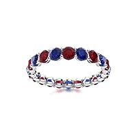 Sterling Silver 925 Round 3.00mm Ruby Blue Sapphire Eternity Band With Rhodium Plated | Ring For Women & Girls | Beautiful Evergreen Design Ring For Gift For Her.
