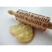 PERSONALIZED KID ROLLING PIN with NAME for EMBOSSED COOKIES UNIQUE KID GIFT PRETEND KITCHEN PLAY