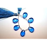 2 Strands AAAA Vivid 12x16mm 6 Matched Pairs Swiss Blue Topaz Quartz Microfaceted Large Pear Briolette Code-HIGH-59742