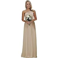 One Shoulder Bridesmaid Dresses for Women Long Chiffon Wedding Prom Evening Gown