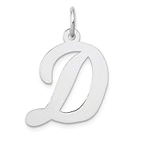Solid 14k White Gold Large Script Initial Charm