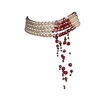 Dripping Blood Imitation Pearls Halloween Party Choker Necklace Vampire Party Costume