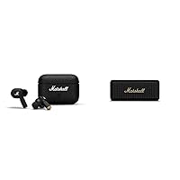 Marshall Motif II True Wireless Active Noise-Canceling Earbuds Headphones, Black & Emberton II Portable Bluetooth Speaker, Black & Brass