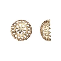 Bead Cap, Gold-Finished Brass, Filigree Dome, 22x10mm Sold per Pack of 8