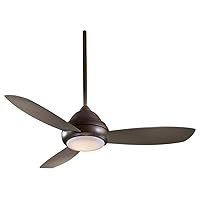 Minka Aire F516-ORB Downrod Mount, 3 Silver / Pewter Blades Ceiling fan with 50 watts light, Oil-rubbed Bronze