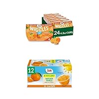 Dole Fruit Bowls Mandarin Oranges, 4oz 12 Total Cups & Wiggles Orange Fruit Juice Gels, 4.3oz 24 Total Cups, Bulk Lunch Snacks for Kids & Adults