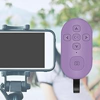 Portable Phone Camera Shutter Remote Control Play Pause Music Image Reading with Lanyard Multifunction Selfie Button Clicker - (Color: Purple)