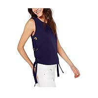 Michael Michael Kors Womens Lace-Up Grommets Tank Top Navy XL