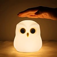 Cute Owl Kids Night Light,USB Rechargeable Cute Animal Lamps,Creative Symphony Night Light Children Feeding Light at Night,Touch Control,Safe Silicone,ABS+PC Material Bedside Lamp（White）