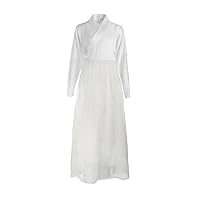 Silk Jacquard Dress Women's White Chinese Dress Wrap V Neck Improved Hanfu Two Piece Set 2563