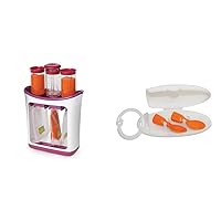 Infantino Squeeze Station for Homemade Baby Food, Pouch Filling Station for Puree Food for Babies and Toddlers, Dishwasher Safe and BPA-Free & Couple a Spoons