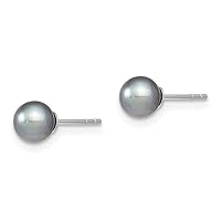 925 Sterling Silver 9 10mm Grey Round Freshwater Cultured Pearl Post Stud Earrings