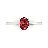 Clara Pucci 1.0 ct Oval Cut Solitaire Natural VVS1 Red Garnet Engagement Wedding Bridal Promise Anniversary Ring 18K White Gold