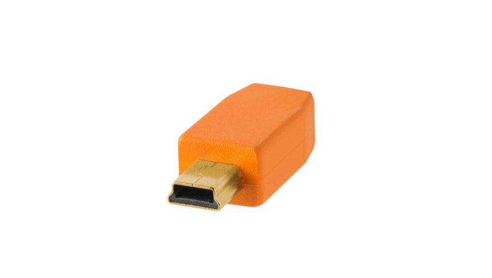 Tether Tools TetherPro USB 2.0 to Mini-B 5-Pin Cable | for Fast Transfer and Connection Between Camera and Computer | High Visibility Orange | 15 Feet (4.6 m)