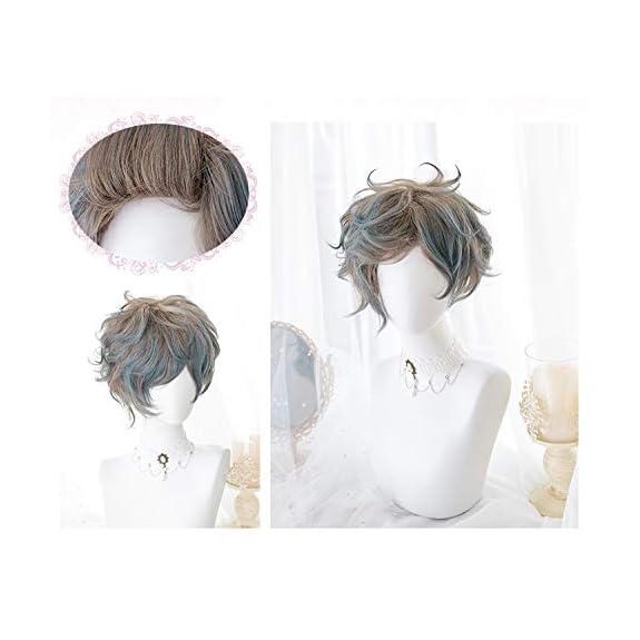 Mua Linen Gradient Blue Short Men Synthetic Hair Wigs Wavy Prince Gentle  Japanese Boy Natural Hair Head Wear Gray Black Male Wigs trên Amazon Mỹ  chính hãng 2022 | Fado