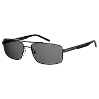 Tommy Hilfiger Men's TH 1674/S Rectangular Sunglasses, Black Ruthenium/Gray, 59mm, 18mm