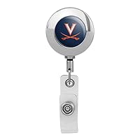 University of Virginia Cavaliers Logo Retractable Reel Premium Metal Chrome Badge ID Card Holder Clip