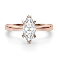 18K Solid Rose Gold Handmade Engagement Ring 1.00 CT Marquise Cut Moissanite Diamond Solitaire Wedding/Bridal Ring for Woman/Her Gorgeous Ring