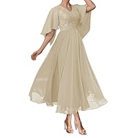 Wedding Guest Dresses for Women Lace Mother of The Bride Dresses for Wedding A Line Chiffon Evening Dress