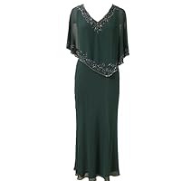 J Kara Women's Capelet Embroidered Beaded Trim Long Dress