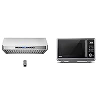 COSMO COS-QS75 30 in. Under Cabinet Range Hood with 500 CFM, Permanent Filters, LED Lights & TOSHIBA Air Fryer Combo 8-in-1 Countertop Microwave Oven, Convection, Broil, Odor removal