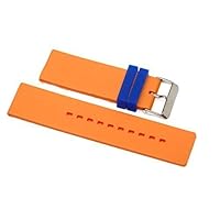 24MM Orange Blue Rubber Waterproof Sport Diver Watch Band Strap