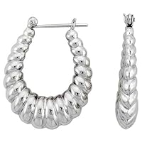 Sterling Silver Creole Shrimp Hoop Earrings for Women Click Top High Polished