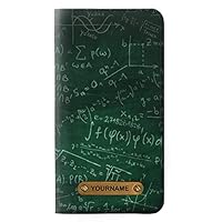 RW3190 Math Formula Greenboard PU Leather Flip Case Cover for iPhone 11 Pro Max with Personalized Your Name on Leather Tag