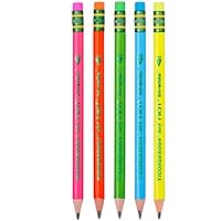 Ticonderoga My First Tri-Write Wood-Cased Pencils with Sharpener, Pre-Sharpened, 2 HB, With Erasers, Neon Colors, 2 Count, 6 Packs