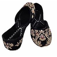 Handmade Comfortable Double Cushioned Punjabi Style Khussa/Juti chandarla Black