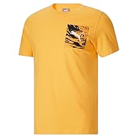 PUMA Mens Power Summer Faux Pocket Crew Neck Short Sleeve Athletic Tops Casual - Yellow