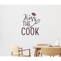 Kiss The Cook Quote Decals for Wall - Die-Cut Vinyl Wall Art - Inspirational Decals for Kitchen & Dining Room - Matte Vinyl Wall Decal Sayings for Wall Decor - 19”x23