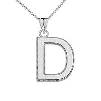 PERSONALIZED WHITE GOLD MILGRAIN INITIAL PENDANT NECKLACE - Gold Purity:: 14K, Pendant/Necklace Option: Pendant With 16