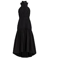 Women's Black Cotton Radley Asymmetric Maxi Dress