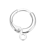 10pcs Adabele Authentic Sterling Silver Huggie Hoop Leverback Earring Hooks 12mm (0.47 Inch) Round Earwire Connector for Earrings Making SS88-1