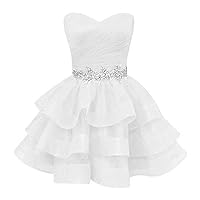 Women's Sweetheart Crystal Homecoming Dress Organza Lace Up Cocktail Dress