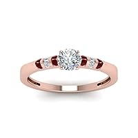 Choose Your Gemstone Simple Channel Bar Set Diamond CZ Ring Rose Gold Plated Round Shape Petite Engagement Rings Matching Jewelry Wedding Jewelry Easy to Wear Gifts US Size 4 to 12