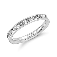 3mm Stainless Steel Cubic Zirconia Cz Eternity Wedding Band Stackable Ring SSR684
