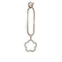 Round Cut Cubic Zirconia Open Flower Charm Pendant For Womens & Girls 14k Rose Gold Plated 925 Sterling Silver.