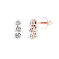 0.5 ct Brilliant Princess Cut Genuine Lab grown Diamond Solitaire Studs SI1-2 G-H 14k White Gold Earrings Screw back